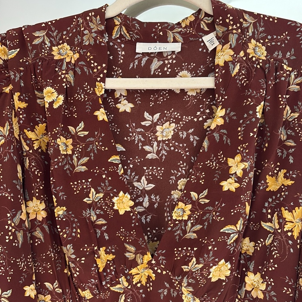 ALTERED EUC Doen Blossom Dress in Cherrywood Winding Floral Sz M - Picture 3 of 9